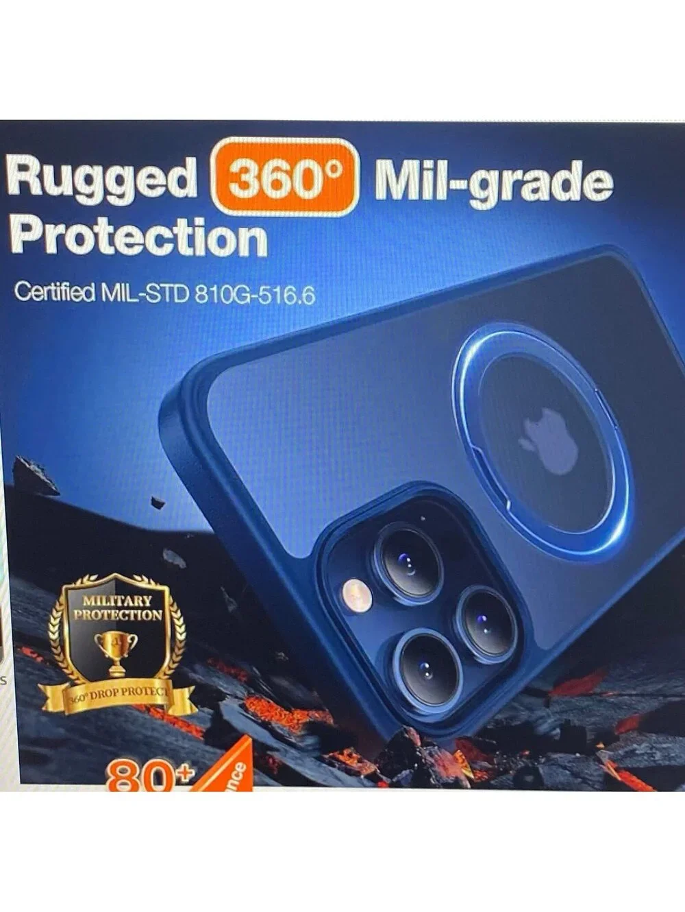 Torras 360 Degree Rotatable Case for iPhone 15 Pro Max Blue